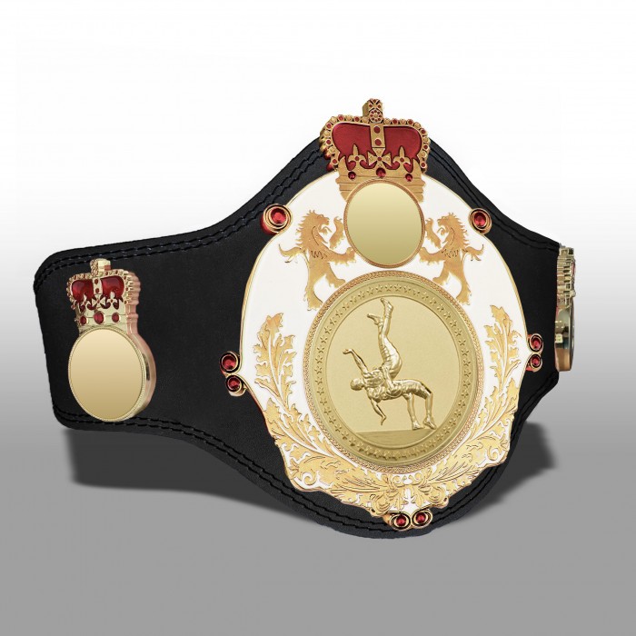 QUEENSBURY PLT LEATHER WRESTLING CHAMPIONSHIP BELT-PLTQUEEN/W/G/WRESTG - AVAILABLE IN 4 COLOURS